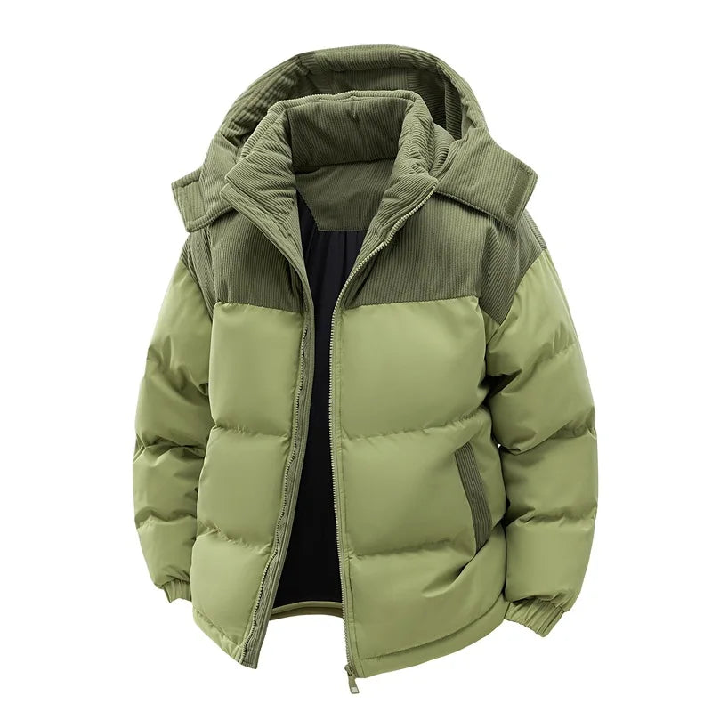 Men's Winter Jacket Hooded Casual Warm Cotton Jacket Thickened Fleece Lined Zipper Front Parka Winter Cold-Proof Coat 2026
