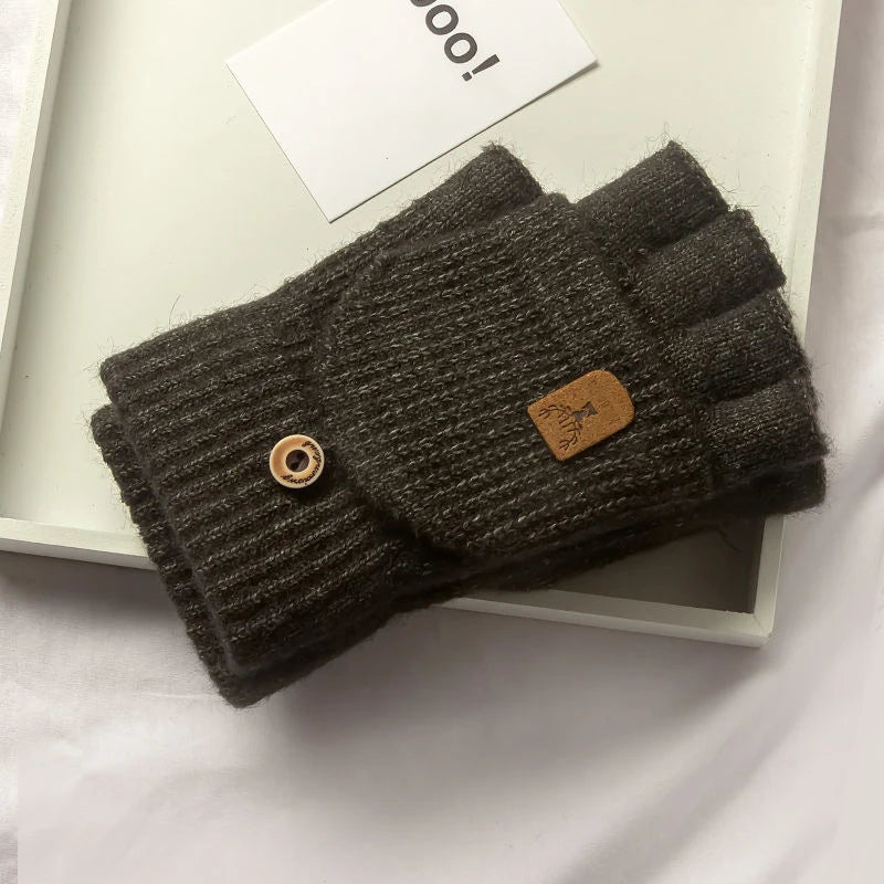 Knit Half-Finger Gloves – Unisex Winter Fingerless Gloves, 4 Colours