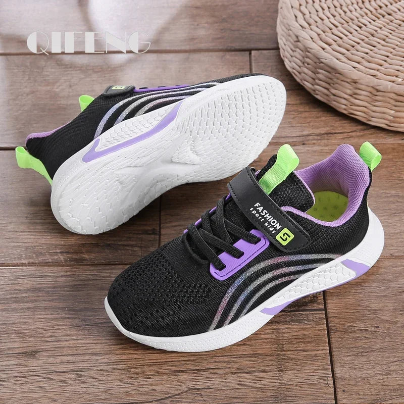 Cute Girls Casual Shoes White Mesh Sneakers Student Kids Summer Sock Footwear Fashion Children Sport Shoes Tenis Running Autumn