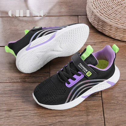 Scarpe casual da bambina, sneaker bianche in mesh, calzature estive da scuola a calzino, scarpe sportive alla moda per ragazze, scarpe da corsa autunnali