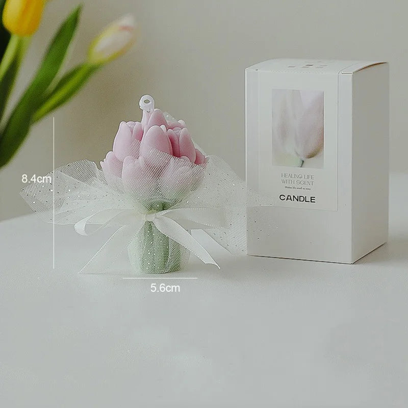 Handmade Tulip Bouquet Candle Scented Candle Aromatherapy Soy Wax Candle Wedding Birthday Candles Party Home Decoration