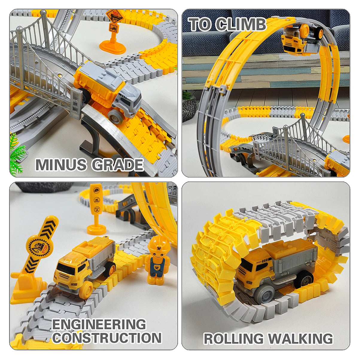 Magic Climbing Track Set – Flexible Race Track with Engineering Cars