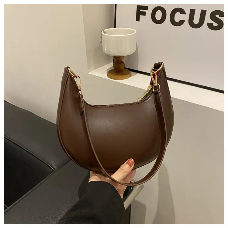 Women's Crescent Moon Shoulder Bag – Soft Vegan Leather Handbag