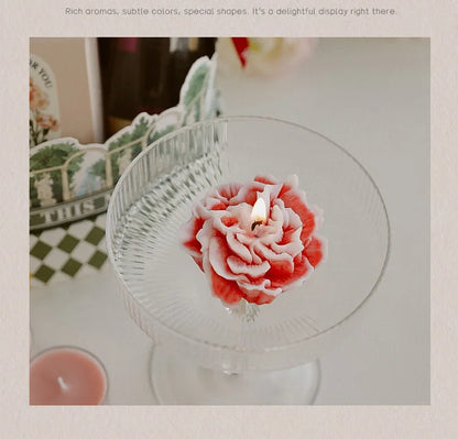 Candela artigianale in cera di soia a forma di garofano | 7 colori | Aromatica e profumata | Oggetto da foto per matrimoni, compleanni e feste