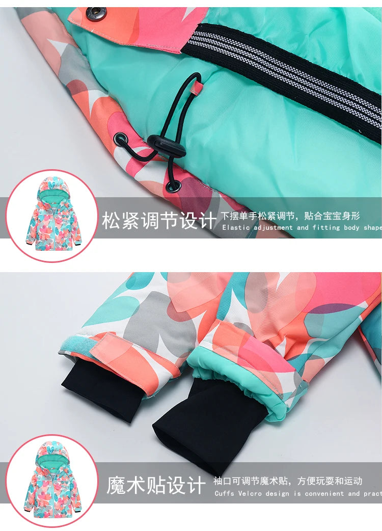 Girls Ski Suits Set Snowboard Coat Pant Waterproof Windproof Warm Children Outdoor Sportwear Young Teen Snowboard Skiing Suit