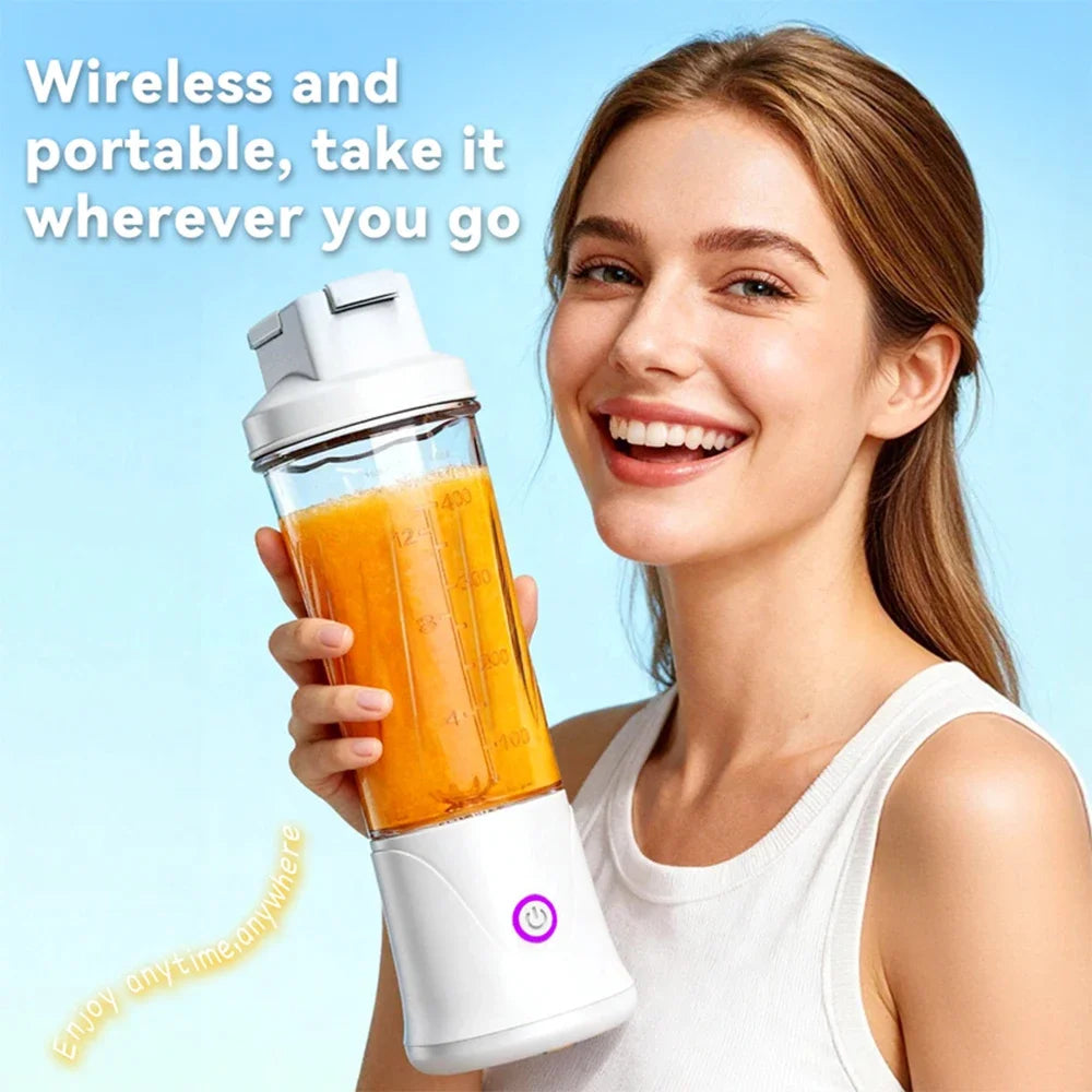 Portable Blender – USB-C Rechargeable 6-Blade Smoothie Maker with 2 Travel Cups