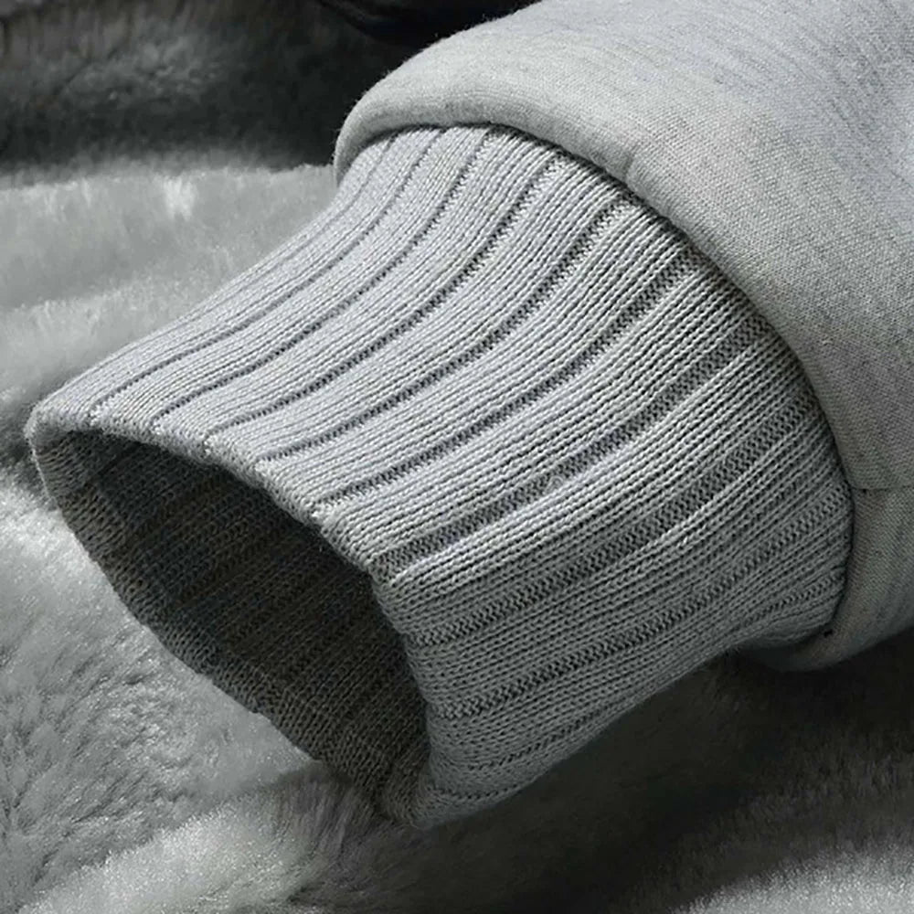 Men's Winter Jackets Thick Warm Jacket Brand Sportswear Coat Pants Solid Color Fleece Zipper Hooded Long Sleeved Male Outerwear