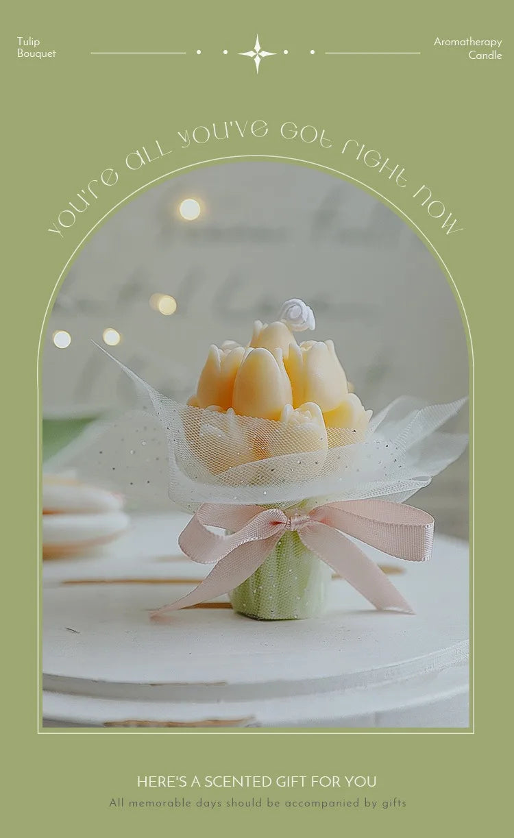Handmade Tulip Bouquet Candle Scented Candle Aromatherapy Soy Wax Candle Wedding Birthday Candles Party Home Decoration