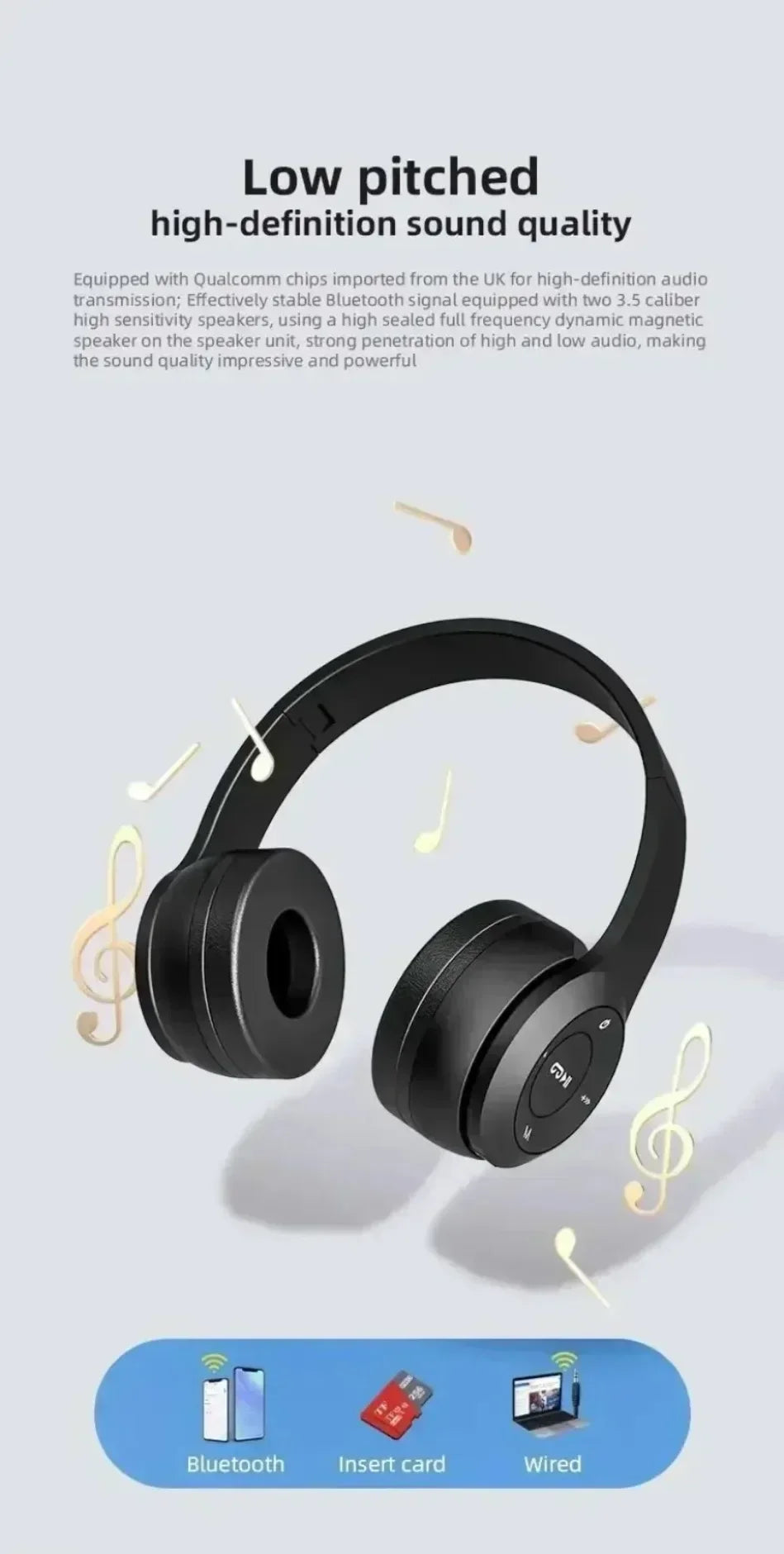 Foldable Bluetooth Headphones – Over-Ear Wireless with Mic