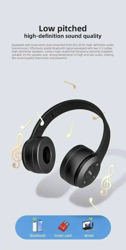 Foldable Bluetooth Headphones – Over-Ear Wireless with Mic