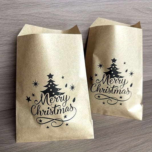 Christmas Kraft Paper Gift Bags – 25-Pack, 13 × 18 cm