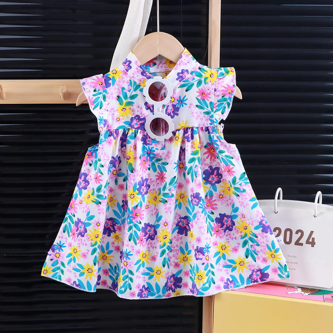 Girls' Breathable A-Line Beach Dress - Soft Summer Holiday Dress, Sizes 80-140cm