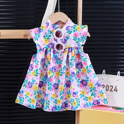 Vestido de playa transpirable de corte en A para niñas - Vestido suave para las vacaciones de verano, tallas 80-140 cm