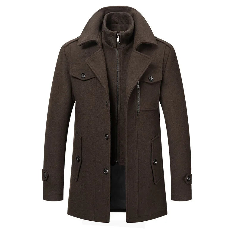 Men's Casual Business Woolen Overcoat Double-Collar Cold-Resistant Jacket Fashionable Autumn Winter 2025