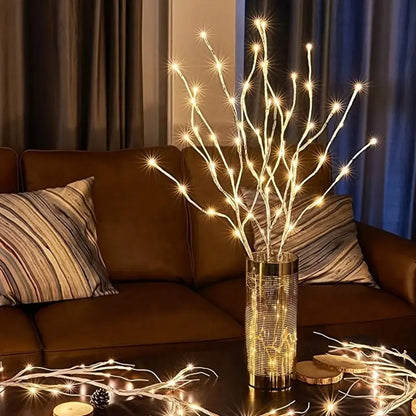 Beleuchteter Weißbirkenzweig – 20 LED Batterie-Lichterketten-Deko