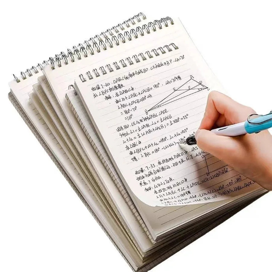 A5 Up Coil Notebook Line Grid Blank Dot Inner 80 Sheets 160 Pages Spiral Notebook with PP Cover Student Note Pad Book