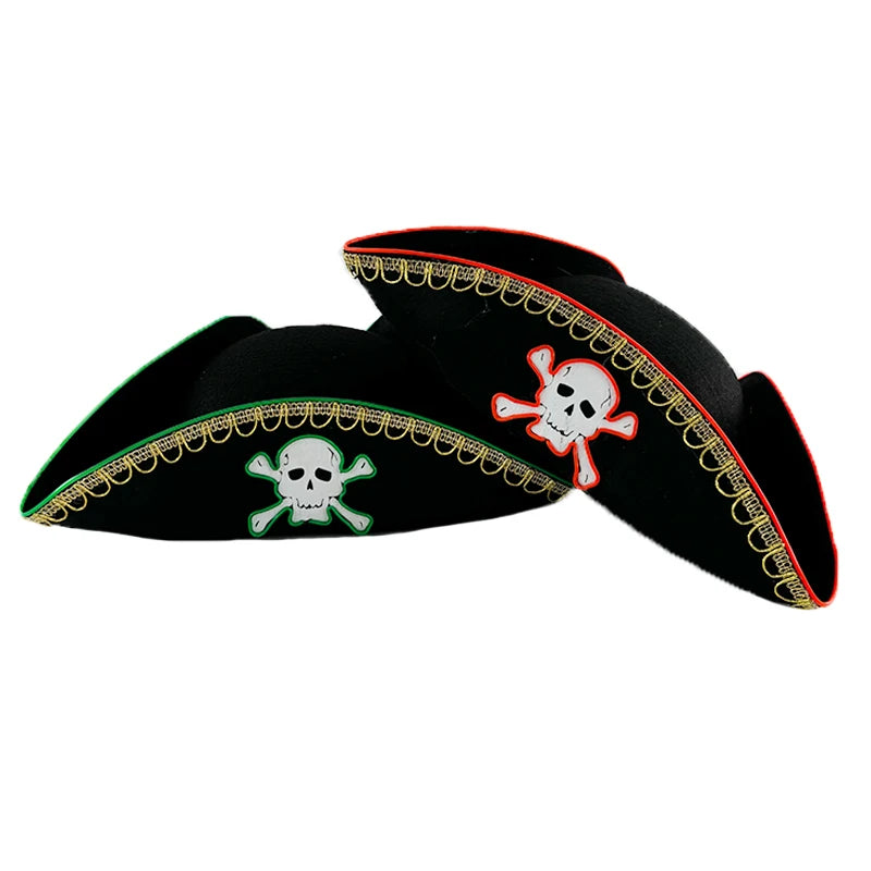 LED Light-Up Pirate Captain Hat - Glowing Tricorn Costume Hat for Halloween & Parties