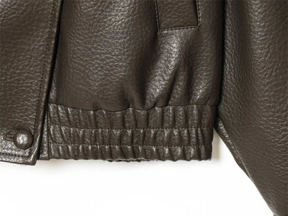 Chaqueta de cuero sintético con cremallera para mujer Guobioziy