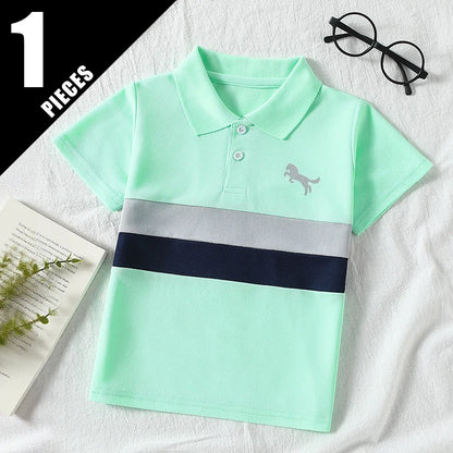 Pack de polos a rayas para niño - Camisetas casuales de manga corta, 1, 2 o 3 unidades