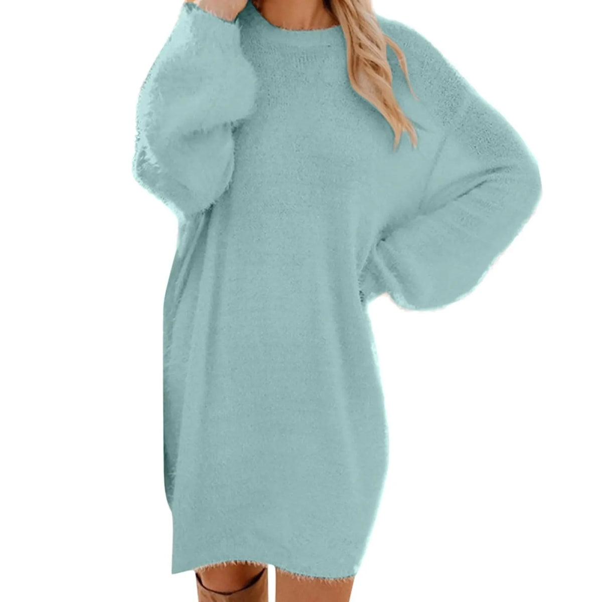 Women's Crewneck Knee-Length Sweater Dress