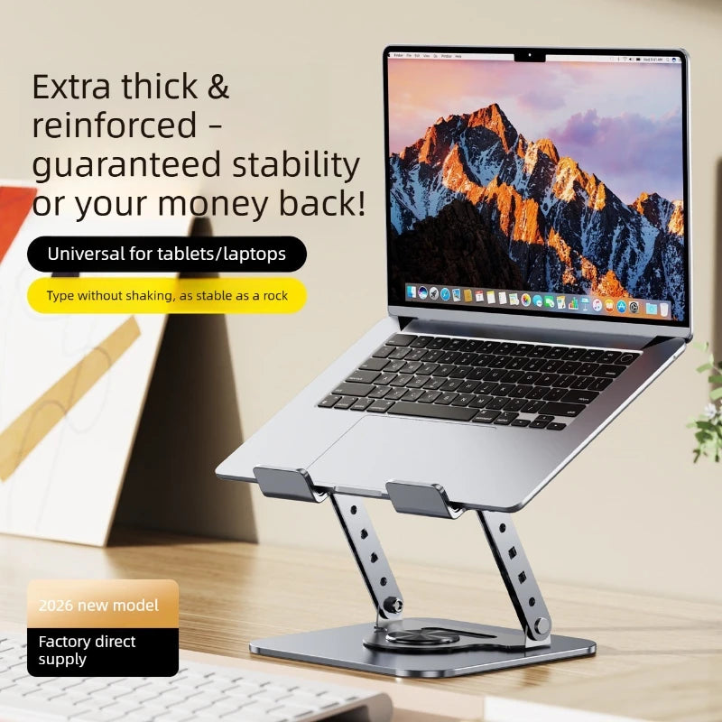 Sturdy 360° Rotation Laptop Stand Adjustable Foldable Notebook Holder Space-saving Durable Desktop Riser for 10-17 Inch Laptops