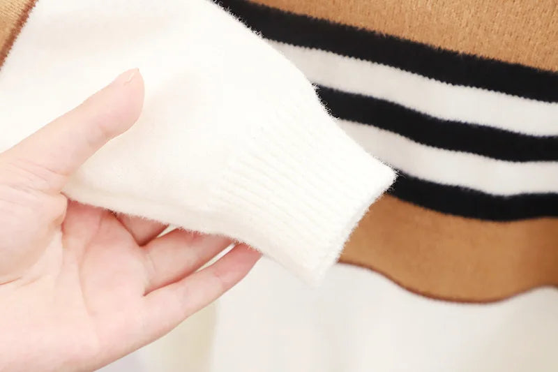 Boys' Striped High Collar Knit Sweater - Full Sleeve Winter Knitwear, Ages 2-6