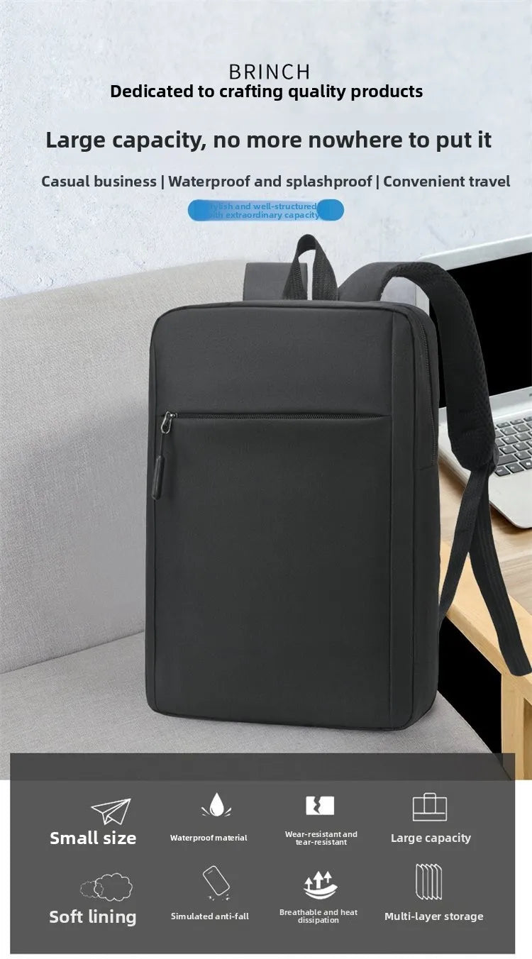 Minimalist Commuter Laptop Backpack - Solid Colour Large Capacity Business Bag
