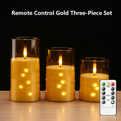 Candele a Pilastro LED Senza Fiamma con Telecomando e Timer | Set da 3 | Luci a Stella Integrate | 3 Colori