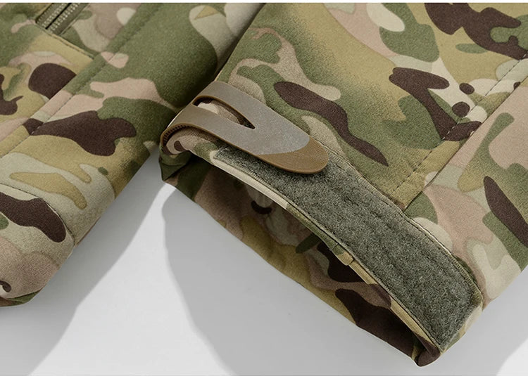 Men's Military Soft Shell Tactical Jacket Winter Warm Fleece Hunting Jackets Outdoor Hiking Fishing Hooded Multi-pockets Coat