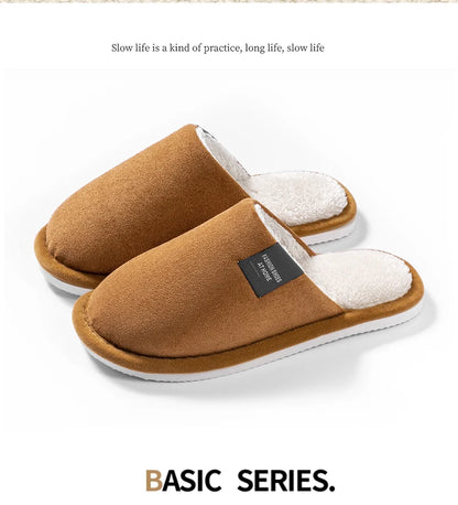 Men's Plush Winter Slippers – Warm Non-Slip House Shoes