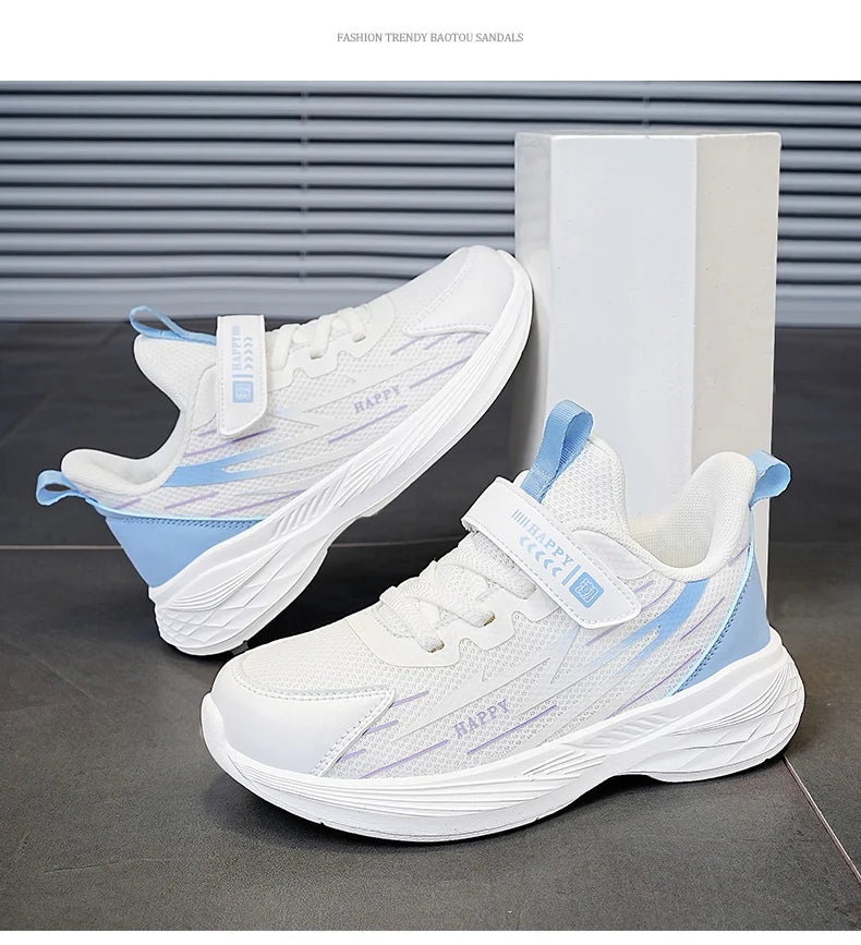 Cute Girls Casual Shoes White Mesh Sneakers Student Kids Summer Sock Footwear Fashion Children Sport Shoes Tenis Running Autumn