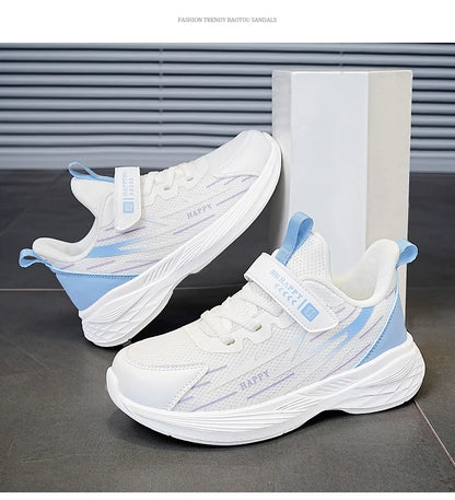 Scarpe casual da bambina, sneaker bianche in mesh, calzature estive da scuola a calzino, scarpe sportive alla moda per ragazze, scarpe da corsa autunnali