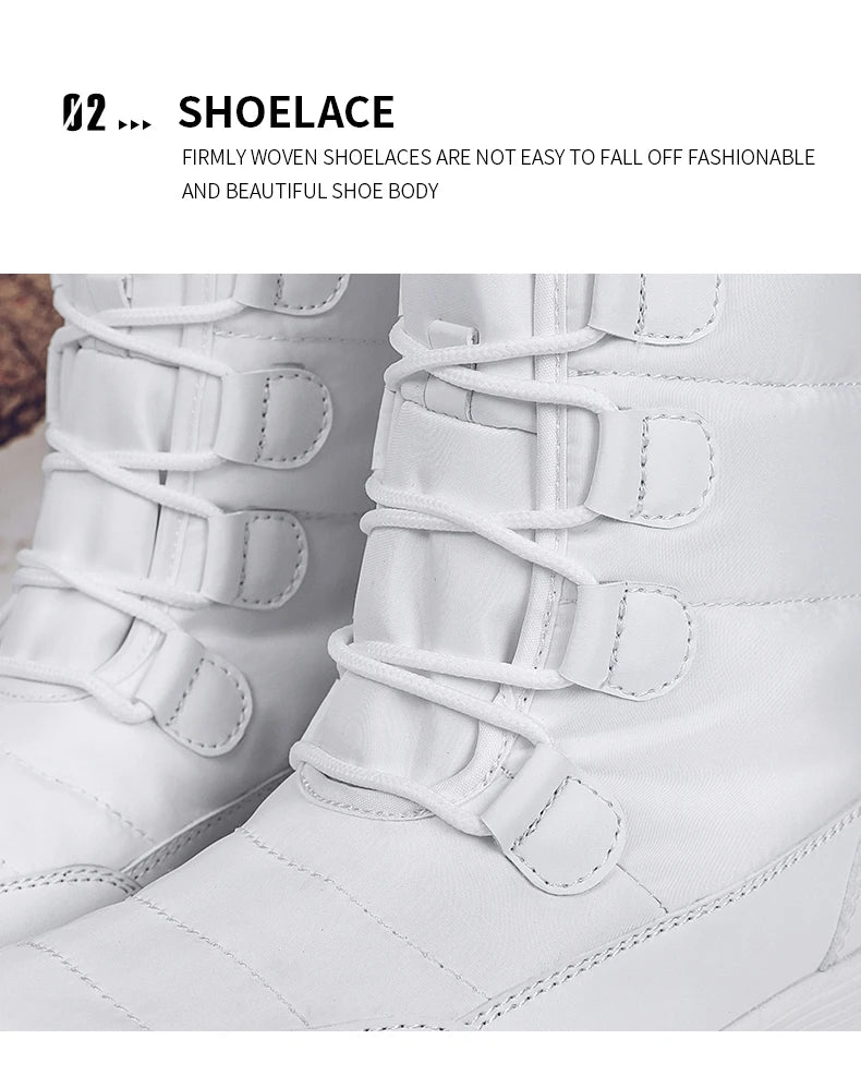 Women's Lace-Up Snow Boots – Plush-Lined Mid-Calf Winter Boots