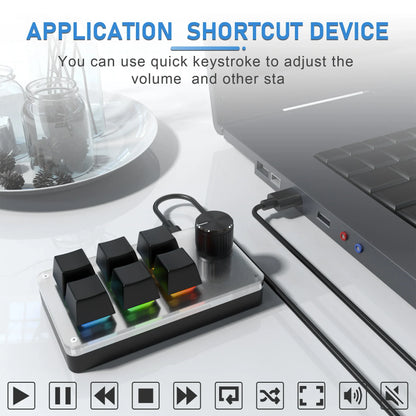 6-Tasten-Makro-Pad mit Drehregler – Programmierbare RGB-Mini-Tastatur