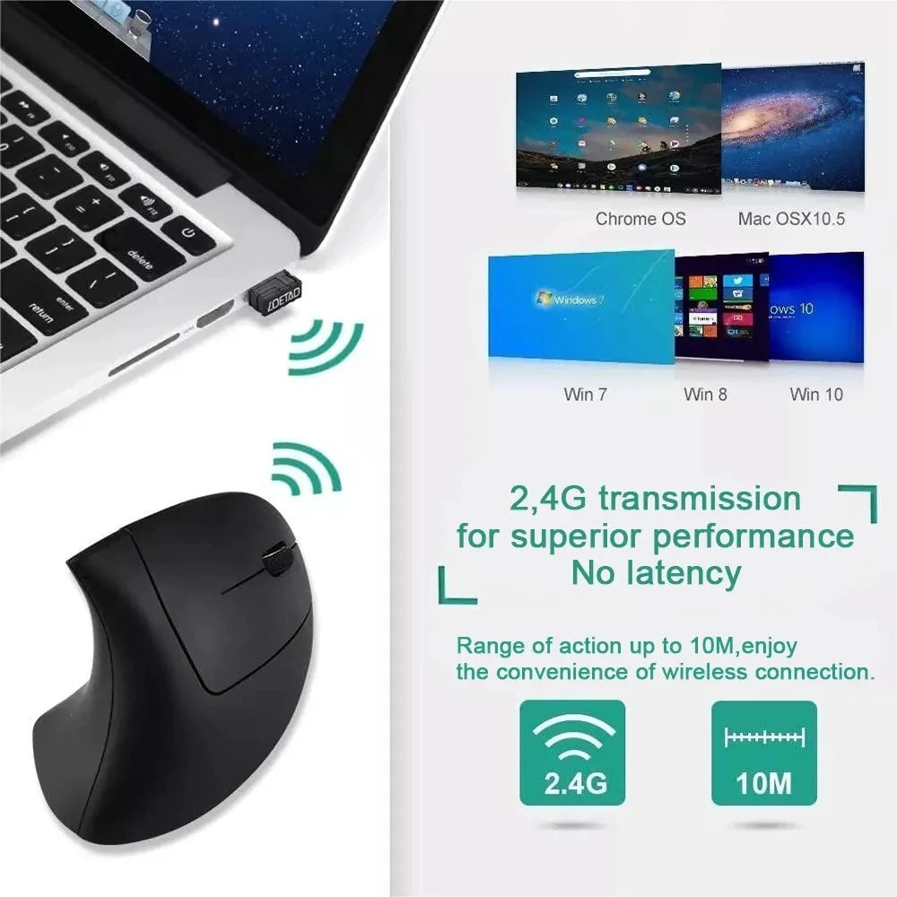 Vertical Ergonomic Wireless Mouse – 2.4 GHz, Adjustable DPI
