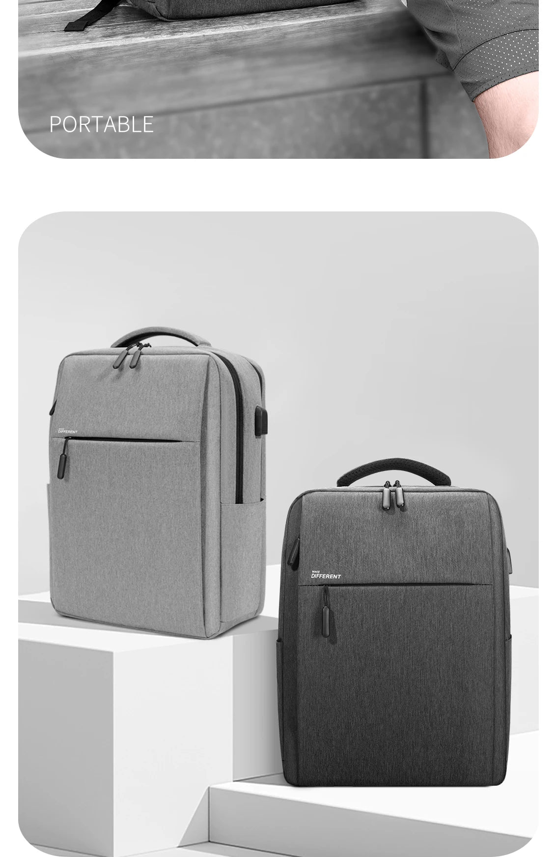Anti-Theft Laptop Backpack - Travel Daypack & School Rucksack for Men and Women