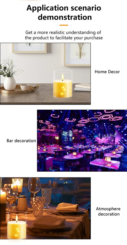 Candele a Pilastro LED Senza Fiamma con Telecomando e Timer | Set da 3 | Luci a Stella Integrate | 3 Colori