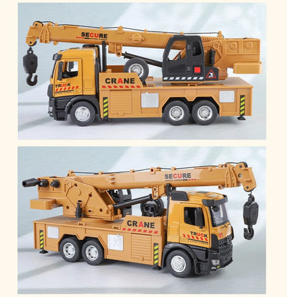 1:24 Diecast Crane & Mixer Truck with Lights, Sounds & Pull-Back