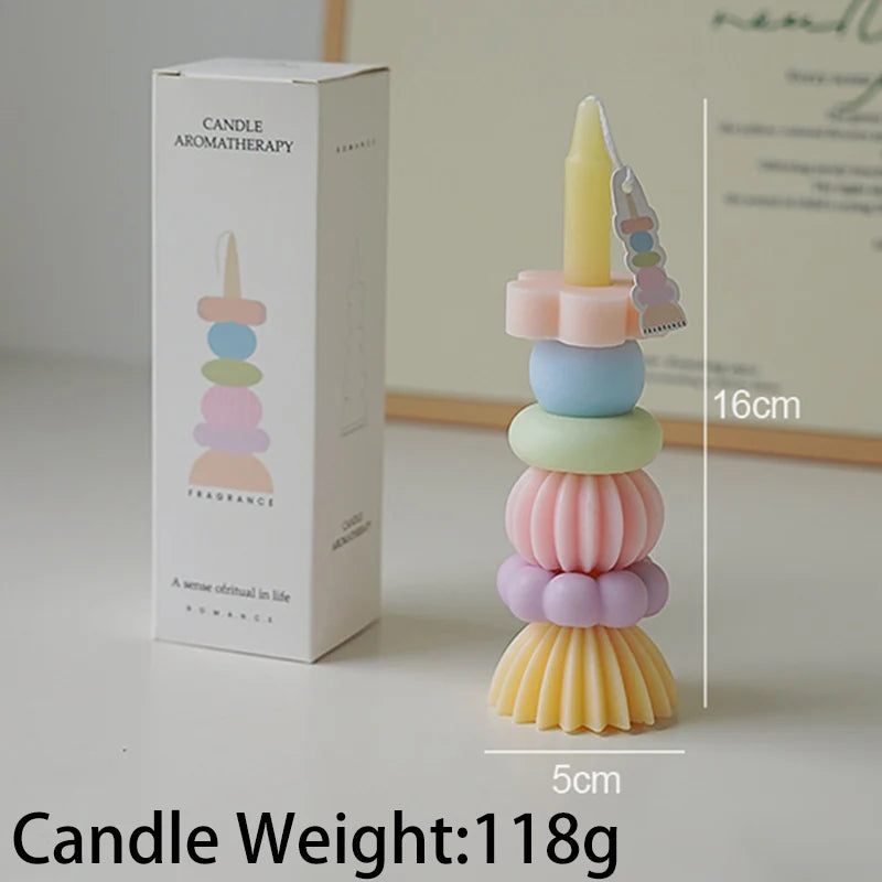Stackable Geometry Scented Candle Aromath Soy Wax Candles for Wedding Birthday Candles Party Home Decoration Souvenirs Gifts