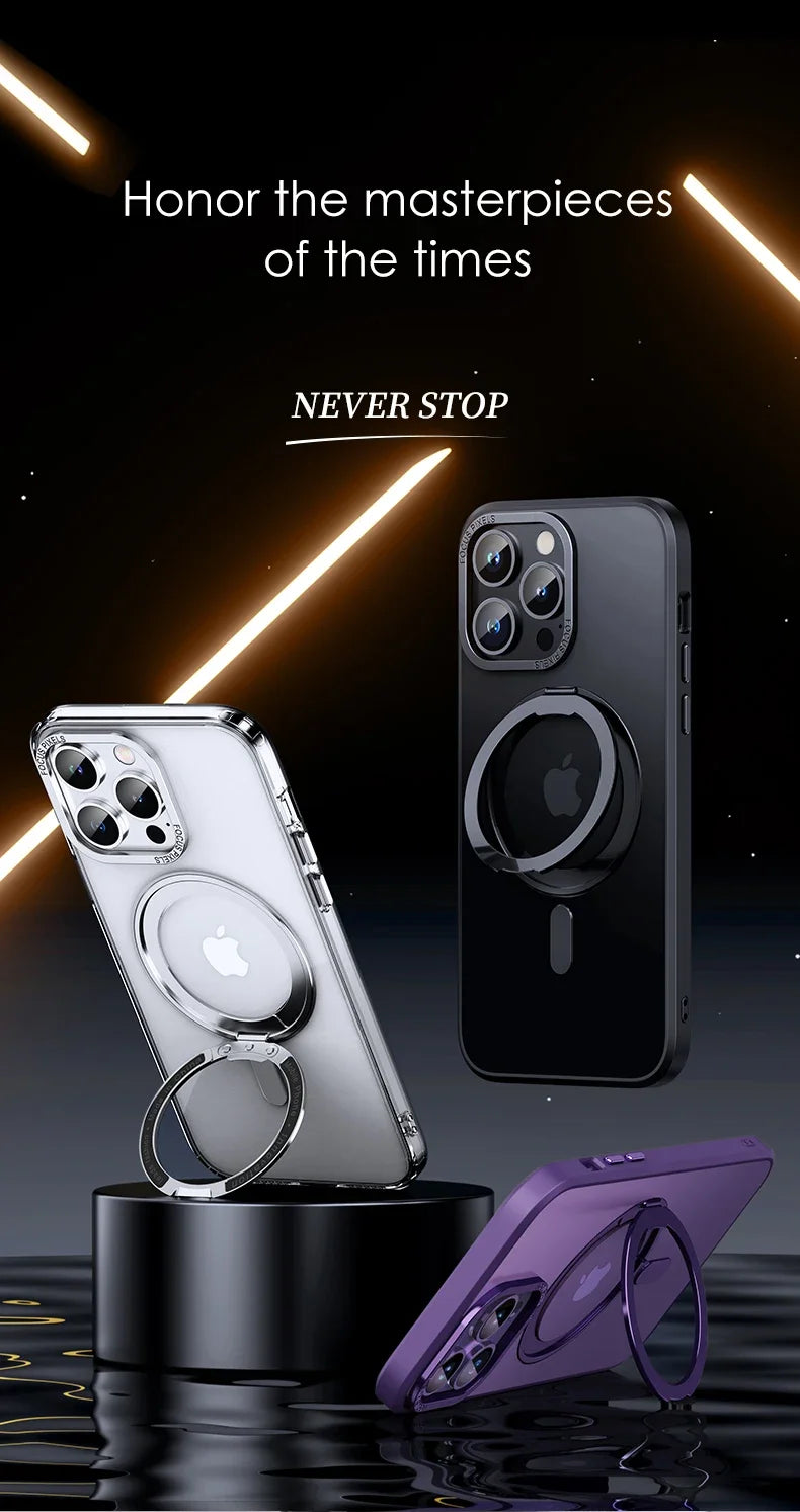 Magnetic iPhone Case with 360° Rotating Ring Stand