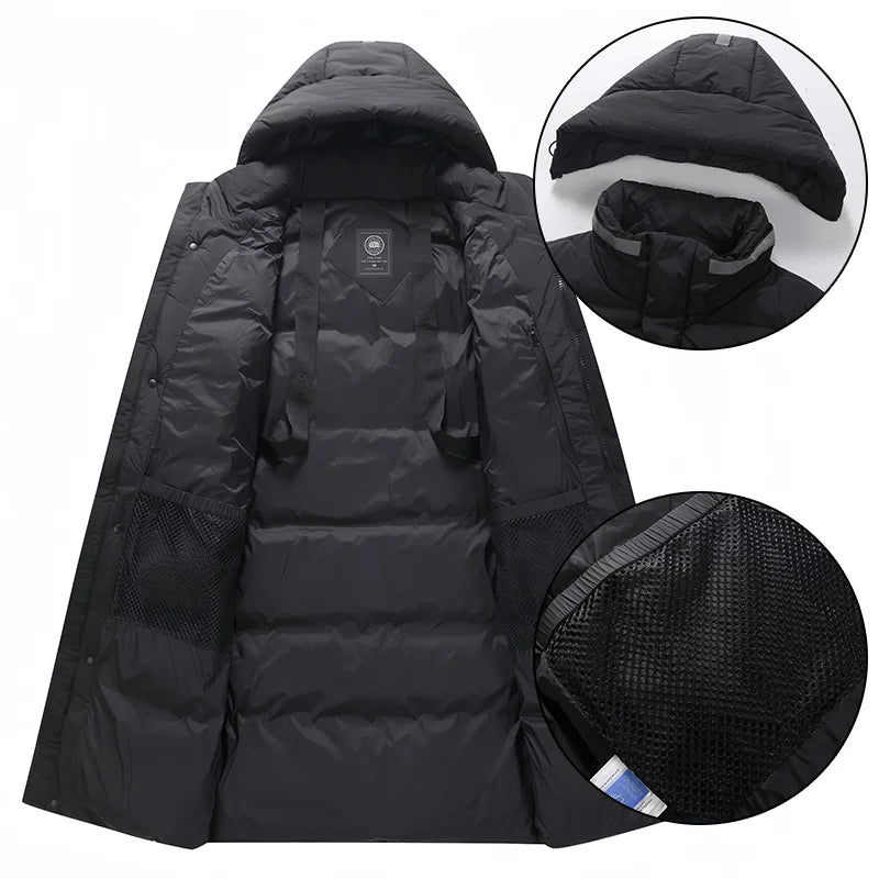 Winter Long Down Jacket Women Windbreaker Jacket Fashion Couple Down Coat Warm Hooded Thick Winter Windproof Waterproof Men Coat
