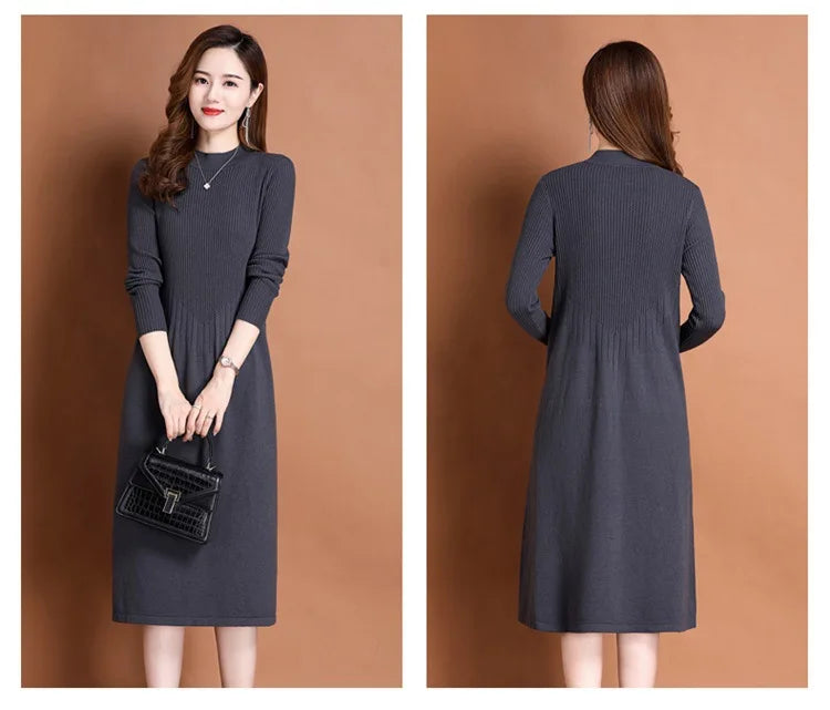 Women's Ankle-Length A-Line Dress with Appliqué