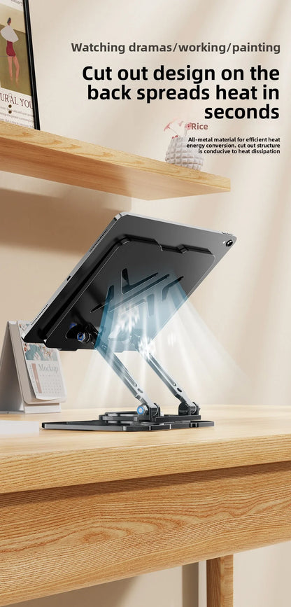 Support pour ordinateur portable avec rotation à 360° | Élévateur réglable et pliable en métal, 10-17"