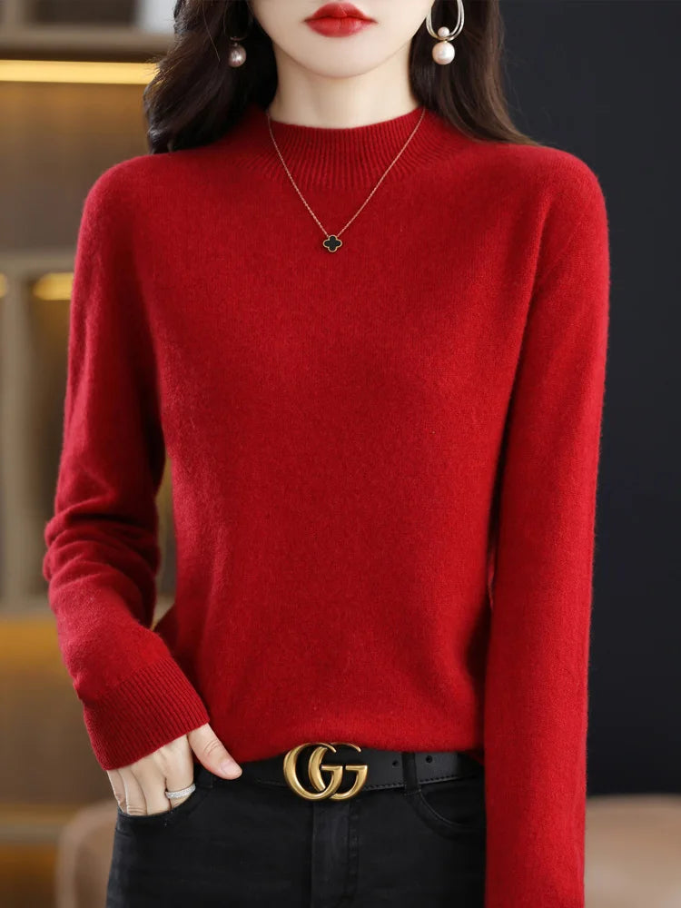 Women's Mock Neck Knit Sweater – Soft Basic Pullover