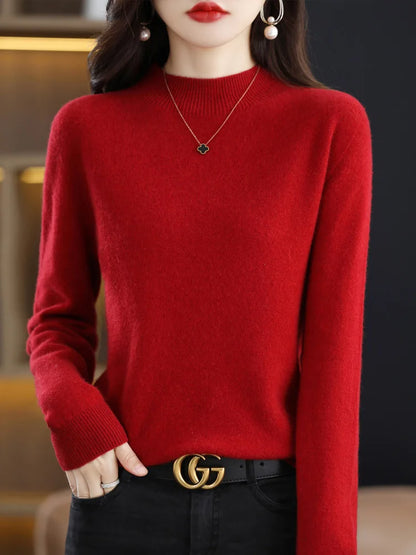 Women's Mock Neck Knit Sweater – Soft Basic Pullover