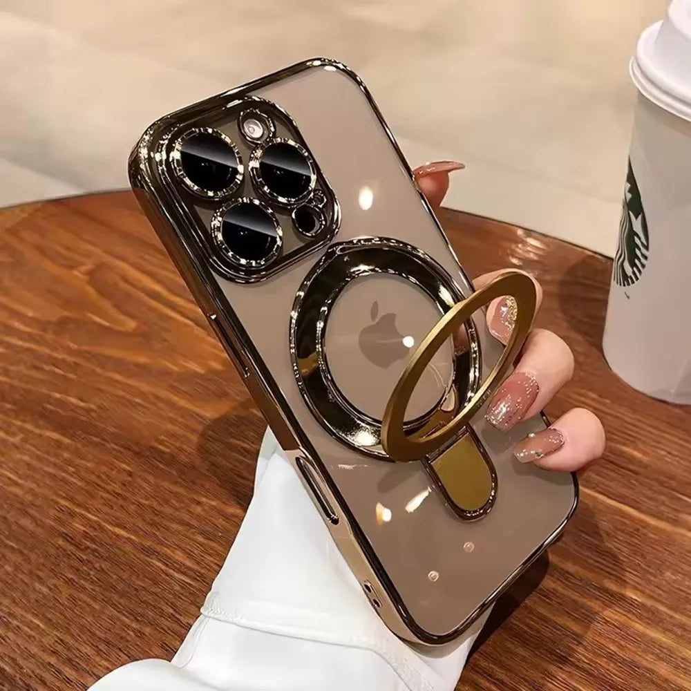Clear Magnetic iPhone Case with Ring Stand