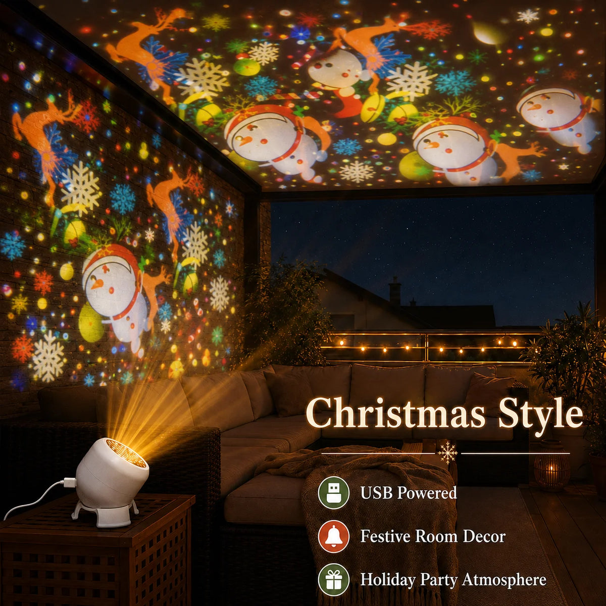 360° Rotating Ocean Wave Projector – Snowflake, Christmas & Ocean Themes