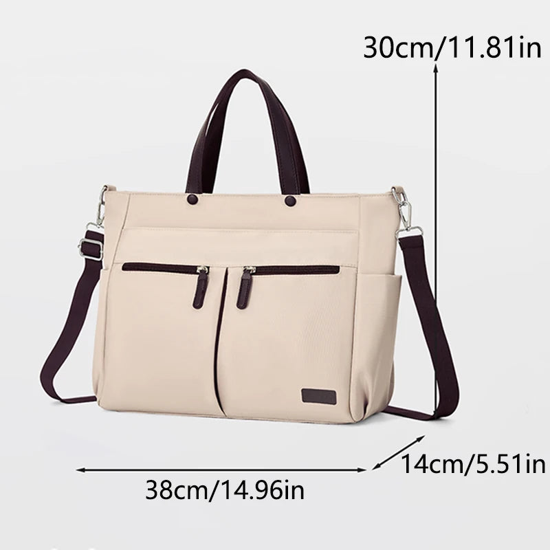 Women's Nylon Laptop Shoulder Bag - Lightweight Commuter Briefcase with Dual Pockets