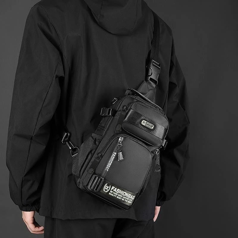 Riding backpack for men, men's chest bag, casual men's single shoulder bag, lightweight and large-capacity crossbody bag