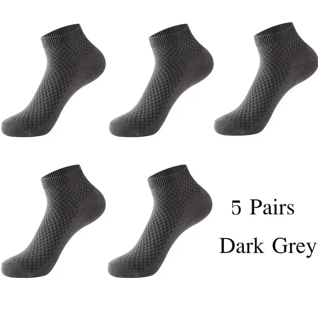 Men's Bamboo Low-Cut Socks – 5 Pairs, Soft & Breathable